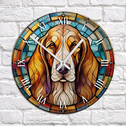 Basset Hound Suncatcher Effect Clock